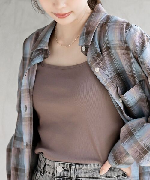 rps（アールピーエス）の「前後２ＷＡＹテレコタンクトップ（タンクトップ・レディース・ブルー/オフホワイト/ブラック/グレイッシュベージュ/グリーン/モカ/サックスブルー/ブラウン・M/L）」の3枚目の写真