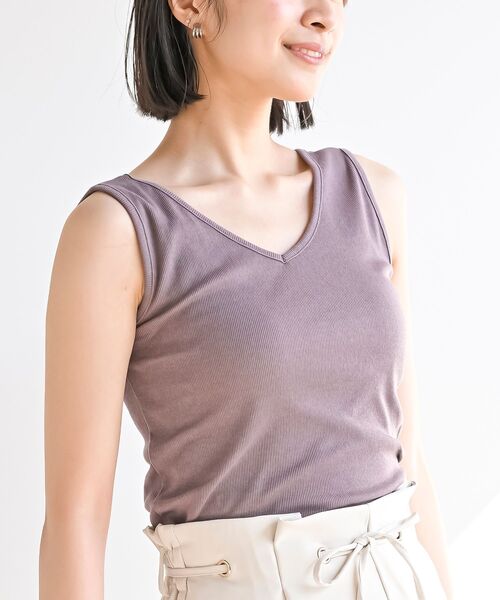 rps（アールピーエス）の「前後２ＷＡＹテレコタンクトップ（タンクトップ・レディース・ブルー/オフホワイト/ブラック/グレイッシュベージュ/グリーン/モカ/サックスブルー/ブラウン・M/L）」の4枚目の写真