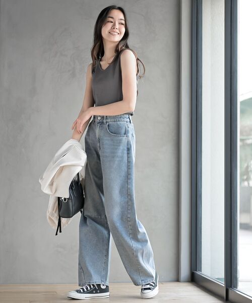 rps（アールピーエス）の「前後２ＷＡＹテレコタンクトップ（タンクトップ・レディース・ブルー/オフホワイト/ブラック/グレイッシュベージュ/グリーン/モカ/サックスブルー/ブラウン・M/L）」の9枚目の写真