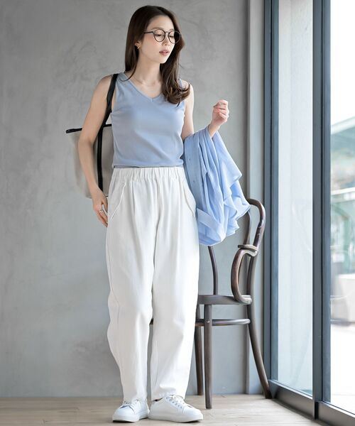 rps（アールピーエス）の「前後２ＷＡＹテレコタンクトップ（タンクトップ・レディース・ブルー/オフホワイト/ブラック/グレイッシュベージュ/グリーン/モカ/サックスブルー/ブラウン・M/L）」の18枚目の写真