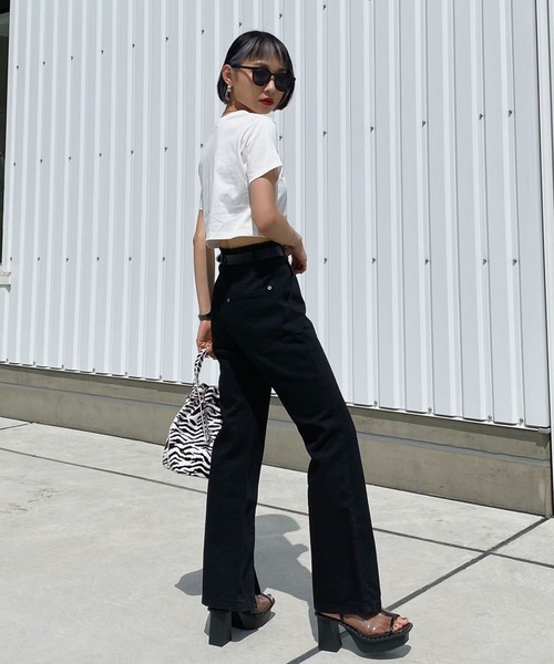 PAGEBOY（ページボーイ）の「WEB限定アイテム / ショートTシャツ（Tシャツ/カットソー・レディース・ブラック/オフホワイト/ブルー/グリーン/オレンジ・FREE）」の6枚目の写真