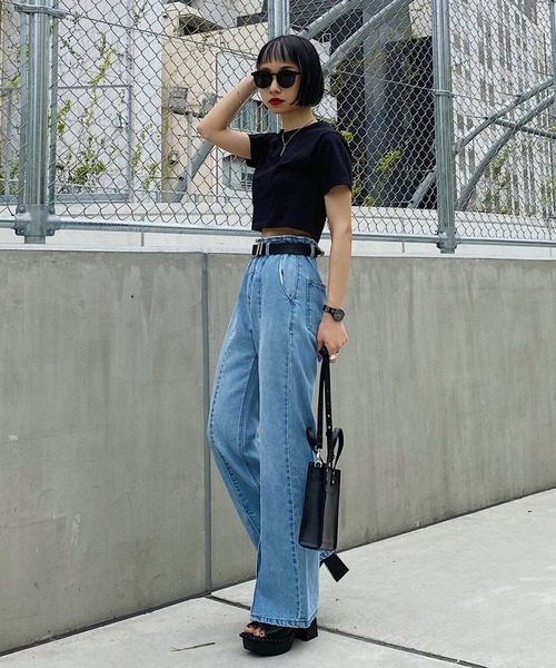 PAGEBOY（ページボーイ）の「WEB限定アイテム / ショートTシャツ（Tシャツ/カットソー・レディース・ブラック/オフホワイト/ブルー/グリーン/オレンジ・FREE）」の12枚目の写真