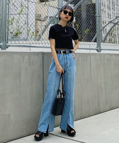 PAGEBOY（ページボーイ）の「WEB限定アイテム / ショートTシャツ（Tシャツ/カットソー・レディース・ブラック/オフホワイト/ブルー/グリーン/オレンジ・FREE）」の10枚目の写真