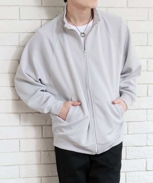 TopIsm（トップイズム）の「TECHダンボール素材 スタンドフルZIPスウェット（ジャージ・メンズ・ブルーグリーン/ブラック/ライトグレー/モカ・M/L）」の3枚目の写真
