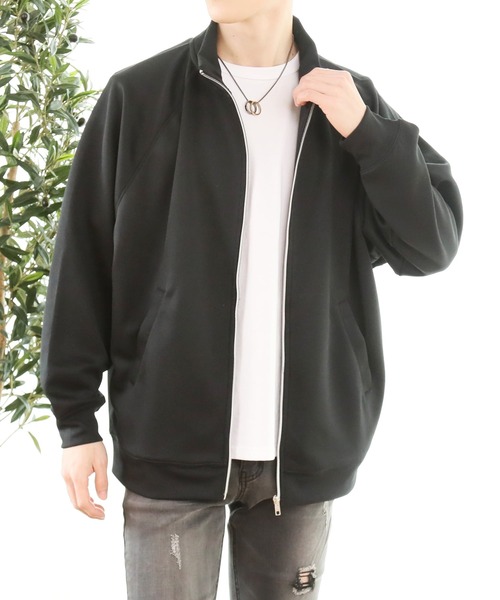 TopIsm（トップイズム）の「TECHダンボール素材 スタンドフルZIPスウェット（ジャージ・メンズ・ブルーグリーン/ブラック/ライトグレー/モカ・M/L）」の2枚目の写真