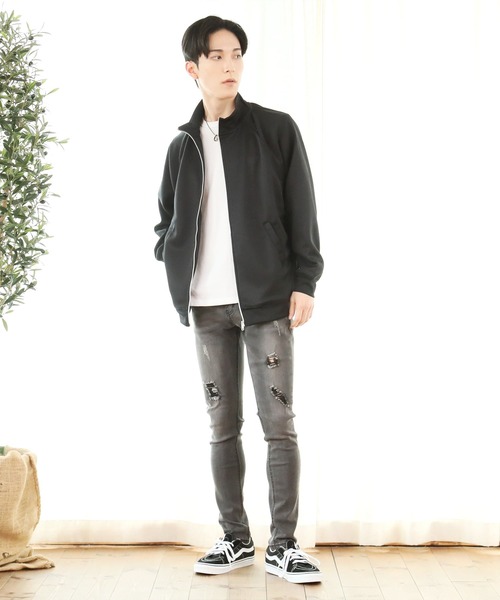 TopIsm（トップイズム）の「TECHダンボール素材 スタンドフルZIPスウェット（ジャージ・メンズ・ブルーグリーン/ブラック/ライトグレー/モカ・M/L）」の15枚目の写真