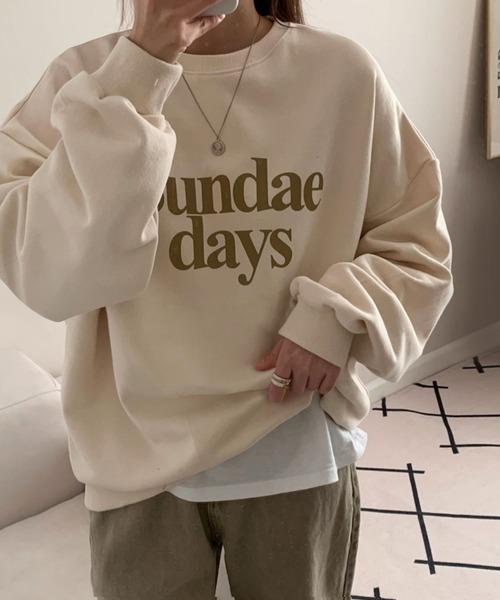 fd style(エフディ スタイル)の「サンデールーズレタリングトレーナー(Tシャツ/カットソー・レディース・DK.GRY/Cream・FREE)」の2枚目の写真