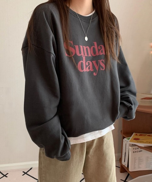 fd style(エフディ スタイル)の「サンデールーズレタリングトレーナー(Tシャツ/カットソー・レディース・DK.GRY/Cream・FREE)」の8枚目の写真