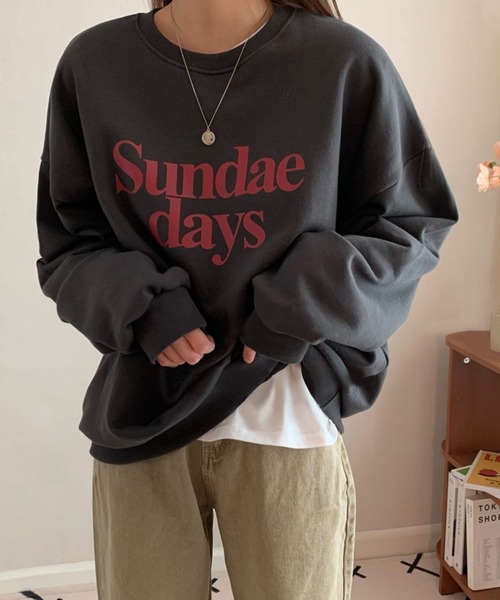 fd style(エフディ スタイル)の「サンデールーズレタリングトレーナー(Tシャツ/カットソー・レディース・DK.GRY/Cream・FREE)」の10枚目の写真