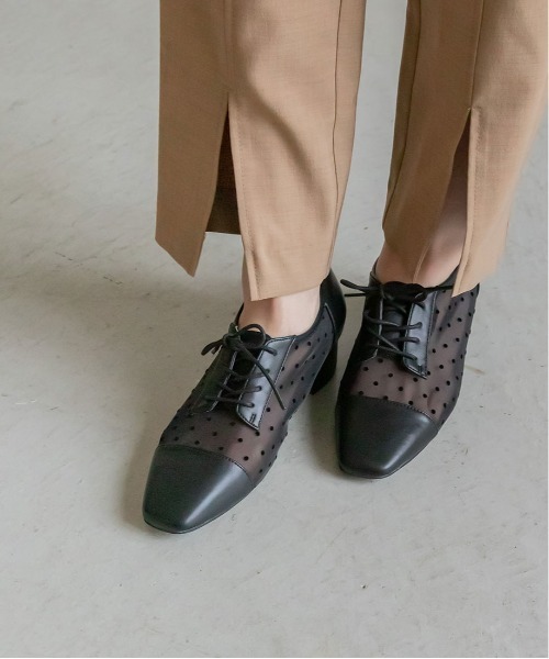 RANDA（ランダ）の「シースルーレースアップシューズ（ドレスシューズ・レディース・ブラック/アイボリー/ドット・S/M/L/LL）」の22枚目の写真