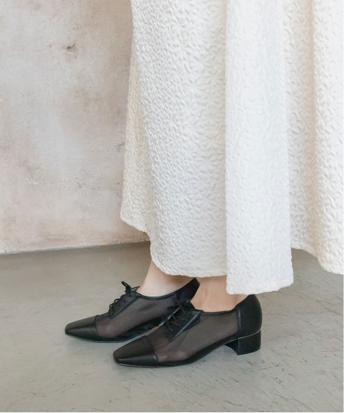 RANDA（ランダ）の「シースルーレースアップシューズ（ドレスシューズ・レディース・ブラック/アイボリー/ドット・S/M/L/LL）」の14枚目の写真