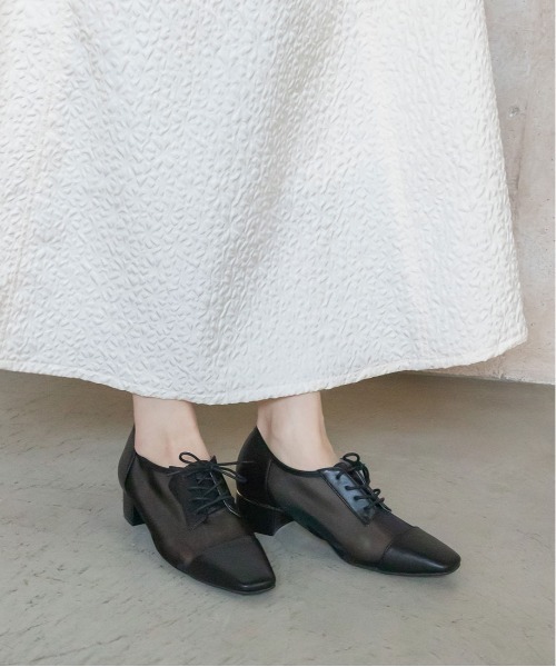 RANDA（ランダ）の「シースルーレースアップシューズ（ドレスシューズ・レディース・ブラック/アイボリー/ドット・S/M/L/LL）」の15枚目の写真