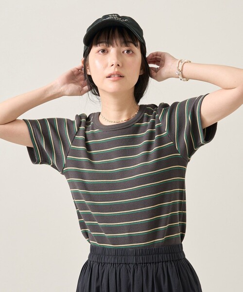 FREAK'S STORE(フリークスストア)の「ワッフルミニTシャツ(Tシャツ/カットソー・レディース・チャコール/オフホワイト/グリーン/ブルーグリーン/ブルー/レッド・フリ-)」の4枚目の写真