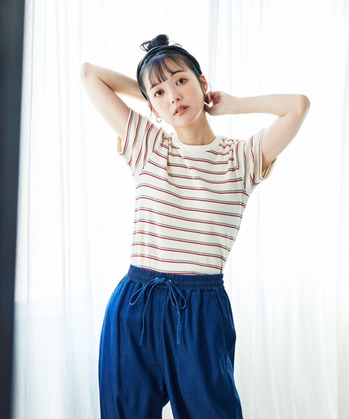 FREAK'S STORE(フリークスストア)の「ワッフルミニTシャツ(Tシャツ/カットソー・レディース・チャコール/オフホワイト/グリーン/ブルーグリーン/ブルー/レッド・フリ-)」の12枚目の写真