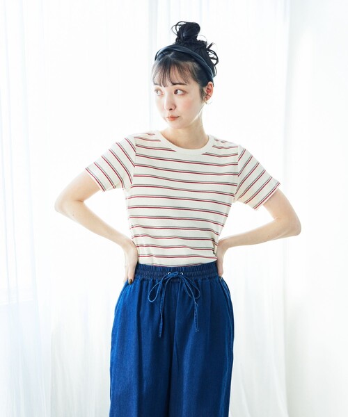 FREAK'S STORE(フリークスストア)の「ワッフルミニTシャツ(Tシャツ/カットソー・レディース・チャコール/オフホワイト/グリーン/ブルーグリーン/ブルー/レッド・フリ-)」の19枚目の写真