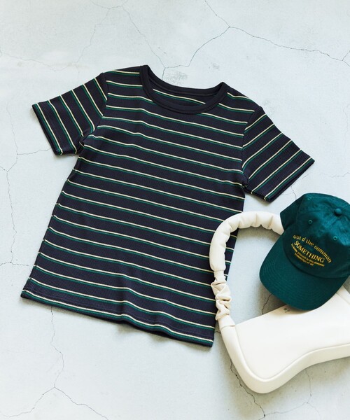 FREAK'S STORE(フリークスストア)の「ワッフルミニTシャツ(Tシャツ/カットソー・レディース・チャコール/オフホワイト/グリーン/ブルーグリーン/ブルー/レッド・フリ-)」の17枚目の写真