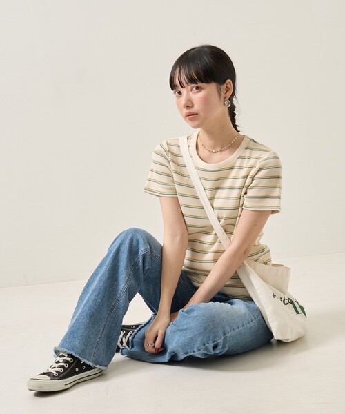 FREAK'S STORE(フリークスストア)の「ワッフルミニTシャツ(Tシャツ/カットソー・レディース・チャコール/オフホワイト/グリーン/ブルーグリーン/ブルー/レッド・フリ-)」の21枚目の写真