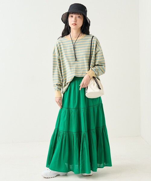 FREAK'S STORE(フリークスストア)の「ボーダーBIGロンT(Tシャツ/カットソー・レディース・ブルーグリーン/サックスブルー/ピンク/イエロー/オフホワイト・フリ-)」の12枚目の写真