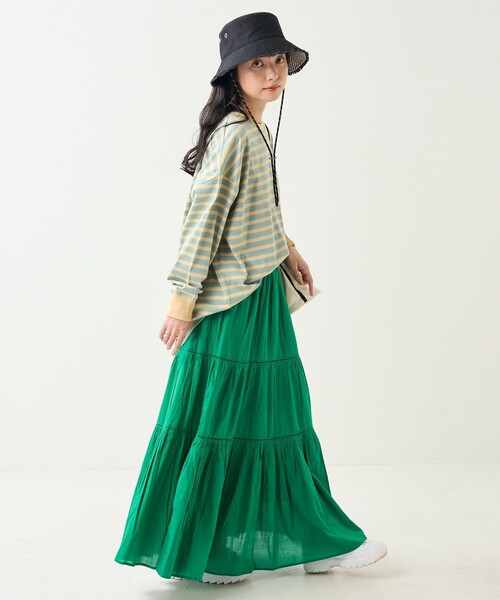 FREAK'S STORE(フリークスストア)の「ボーダーBIGロンT(Tシャツ/カットソー・レディース・ブルーグリーン/サックスブルー/ピンク/イエロー/オフホワイト・フリ-)」の22枚目の写真