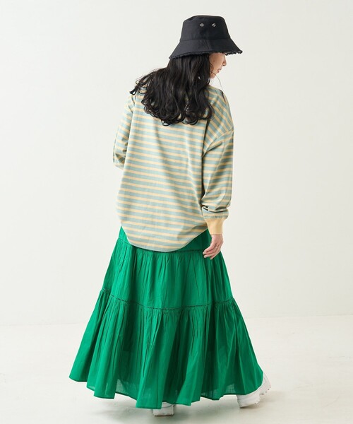 FREAK'S STORE(フリークスストア)の「ボーダーBIGロンT(Tシャツ/カットソー・レディース・ブルーグリーン/サックスブルー/ピンク/イエロー/オフホワイト・フリ-)」の7枚目の写真