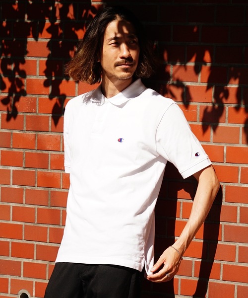 Champion(チャンピオン)の「【CHAMPION/チャンピオン】ワンポイントブランドロゴ刺繍 鹿の子 ポロシャツ コットン100%(ポロシャツ・メンズ・ブラック/ホワイト/カーキ/ネイビー/杢グレー・MEDIUM/LARGE/X-LARGE)」の2枚目の写真