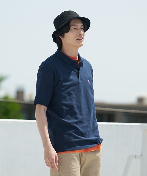 Champion(チャンピオン)の「【CHAMPION/チャンピオン】ワンポイントブランドロゴ刺繍 鹿の子 ポロシャツ コットン100%(ポロシャツ・メンズ・ブラック/ホワイト/カーキ/ネイビー/杢グレー・MEDIUM/LARGE/X-LARGE)」の19枚目の写真