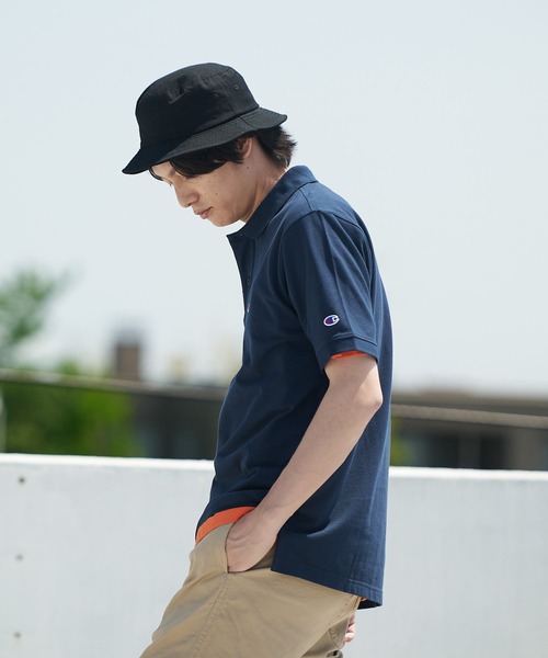 Champion(チャンピオン)の「【CHAMPION/チャンピオン】ワンポイントブランドロゴ刺繍 鹿の子 ポロシャツ コットン100%(ポロシャツ・メンズ・ブラック/ホワイト/カーキ/ネイビー/杢グレー・MEDIUM/LARGE/X-LARGE)」の16枚目の写真