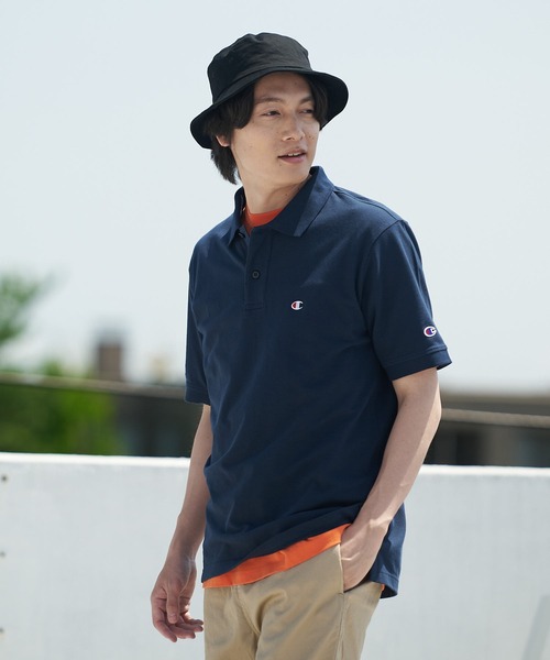 Champion(チャンピオン)の「【CHAMPION/チャンピオン】ワンポイントブランドロゴ刺繍 鹿の子 ポロシャツ コットン100%(ポロシャツ・メンズ・ブラック/ホワイト/カーキ/ネイビー/杢グレー・MEDIUM/LARGE/X-LARGE)」の18枚目の写真