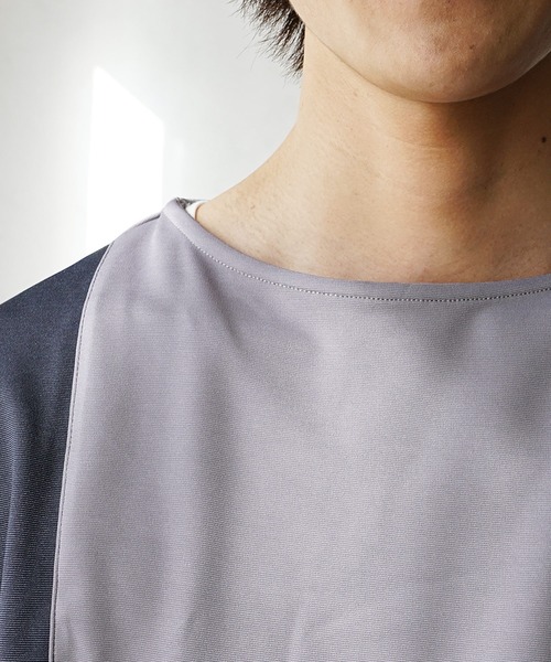 MinoriTY(マイノリティ)の「【MinoriTY】ブロッキング切替とろみTシャツ メンズ オーバーサイズ カットソー デザイン(Tシャツ/カットソー・メンズ・グレー/ブルー/カーキ/ブラック・M/S/L)」の18枚目の写真