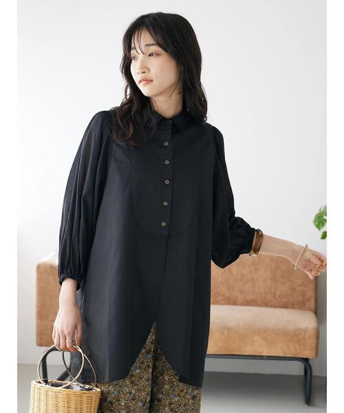 CRAFT STANDARD BOUTIQUE(クラフトスタンダードブティック)の「ソデシアーシャツチュニック(シャツ/ブラウス・レディース・オレンジ/オフホワイト/ブラック・FREE)」の5枚目の写真