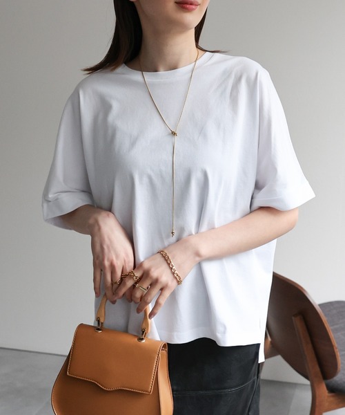sakishimatokyo(サキシマトーキョー)の「【USAコットン】 オーバーサイズTシャツ 袖ロールアップ(Tシャツ/カットソー・レディース・ネイビー/ホワイト/ブラック/アイボリー/グレイッシュベージュ・FREE)」の14枚目の写真
