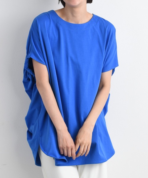 INTERPLANET(インタープラネット)の「度詰めバイオ天竺ギャザープルオーバー(Tシャツ/カットソー・レディース・オフホワイト/ブルー/ブラック・FREE)」の13枚目の写真