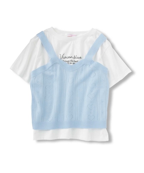 Right-on(ライトオン)の「【VIVIAN BLUE】ニットビスチェレイヤード(ベスト・キッズ・ブルー/ライム・130/150/120/140)」の7枚目の写真