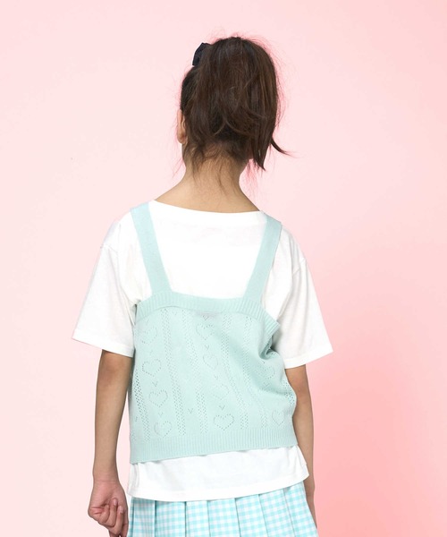 Right-on(ライトオン)の「【VIVIAN BLUE】ニットビスチェレイヤード(ベスト・キッズ・ブルー/ライム・130/150/120/140)」の3枚目の写真