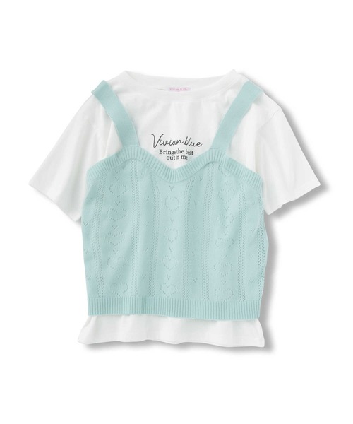 Right-on(ライトオン)の「【VIVIAN BLUE】ニットビスチェレイヤード(ベスト・キッズ・ブルー/ライム・130/150/120/140)」の9枚目の写真