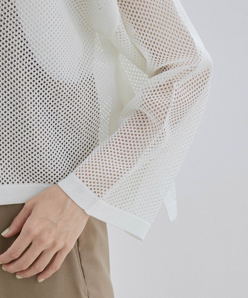 SALON adam et rope'（サロン アダム エ ロペ）の「クロップドシアーメッシュパーカー（パーカー・レディース・ホワイト/チャコールグレー・FREE）」の17枚目の写真