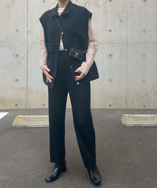 ISOOK（アイスー）の「Sleeveless denim jacket / スリーブレスデニムジャケット(kiharu select)（デニムジャケット・レディース・ブラック/ライトブルー・FREE）」の7枚目の写真