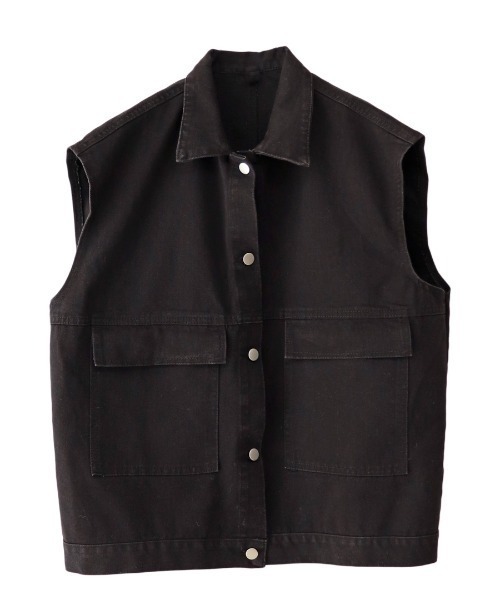 ISOOK（アイスー）の「Sleeveless denim jacket / スリーブレスデニムジャケット(kiharu select)（デニムジャケット・レディース・ブラック/ライトブルー・FREE）」の11枚目の写真