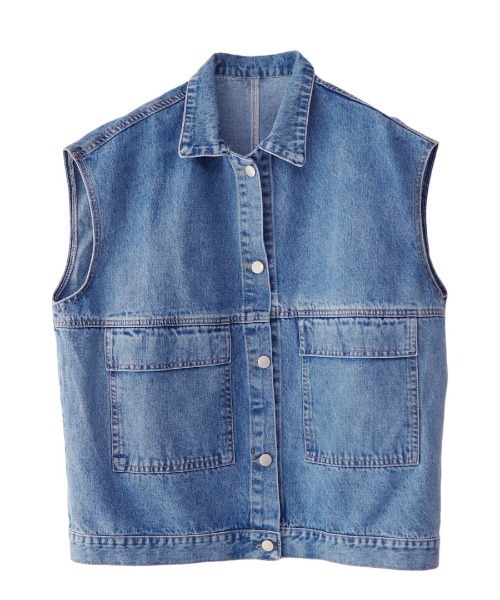 ISOOK（アイスー）の「Sleeveless denim jacket / スリーブレスデニムジャケット(kiharu select)（デニムジャケット・レディース・ブラック/ライトブルー・FREE）」の12枚目の写真
