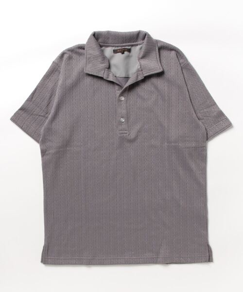 m.f.editorial（エムエフエディトリアル）の「m.f.エディトリアル メンズ ケーブルジャガード 半袖ポロシャツ（ポロシャツ・メンズ・グレー/ネイビー/ホワイト・LARGE/MEDIUM/X-LARGE）」の5枚目の写真