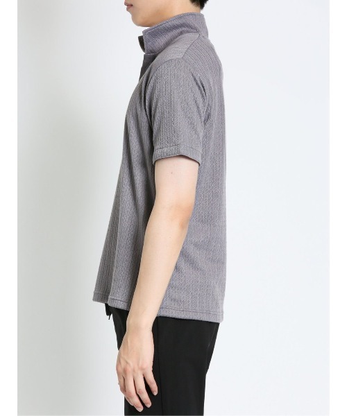 m.f.editorial（エムエフエディトリアル）の「m.f.エディトリアル メンズ ケーブルジャガード 半袖ポロシャツ（ポロシャツ・メンズ・グレー/ネイビー/ホワイト・LARGE/MEDIUM/X-LARGE）」の7枚目の写真