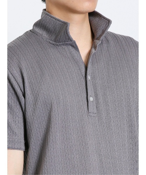 m.f.editorial（エムエフエディトリアル）の「m.f.エディトリアル メンズ ケーブルジャガード 半袖ポロシャツ（ポロシャツ・メンズ・グレー/ネイビー/ホワイト・LARGE/MEDIUM/X-LARGE）」の9枚目の写真