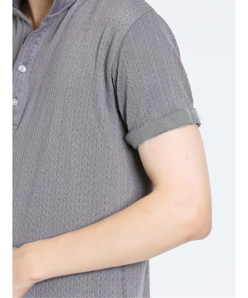 m.f.editorial（エムエフエディトリアル）の「m.f.エディトリアル メンズ ケーブルジャガード 半袖ポロシャツ（ポロシャツ・メンズ・グレー/ネイビー/ホワイト・LARGE/MEDIUM/X-LARGE）」の10枚目の写真