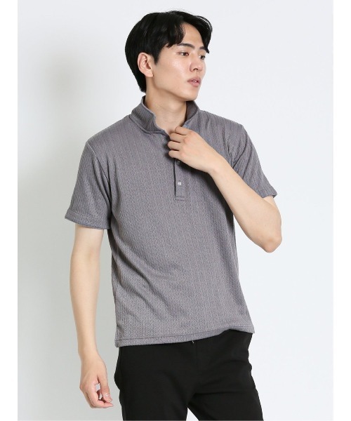 m.f.editorial（エムエフエディトリアル）の「m.f.エディトリアル メンズ ケーブルジャガード 半袖ポロシャツ（ポロシャツ・メンズ・グレー/ネイビー/ホワイト・LARGE/MEDIUM/X-LARGE）」の14枚目の写真