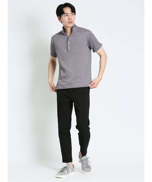 m.f.editorial（エムエフエディトリアル）の「m.f.エディトリアル メンズ ケーブルジャガード 半袖ポロシャツ（ポロシャツ・メンズ・グレー/ネイビー/ホワイト・LARGE/MEDIUM/X-LARGE）」の15枚目の写真