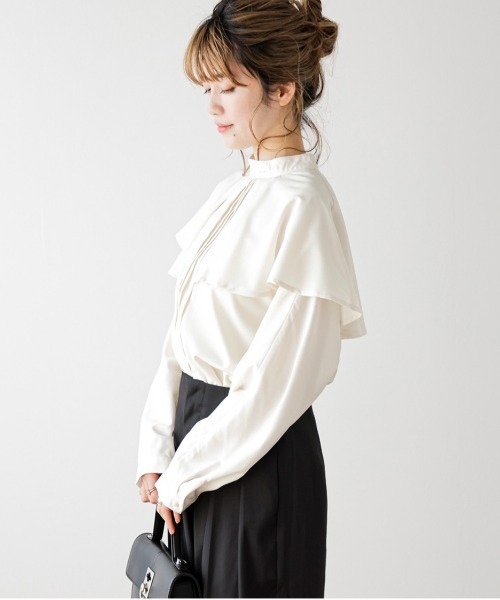 【新品タグ付】ROMEO GIGLI 変形ケープブラウス 長袖シャツ ホワイト白 セール】ケープブラウス（シャツ/ブラウス）｜La-gemme（ラジェム）の