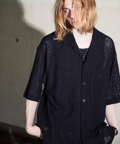 TAUPE（トープ）の「TAUPE/トープ/Lace Open Collar Shirts（シャツ/ブラウス・メンズ・グリーン/ブラック/ワイン・2）」の5枚目の写真