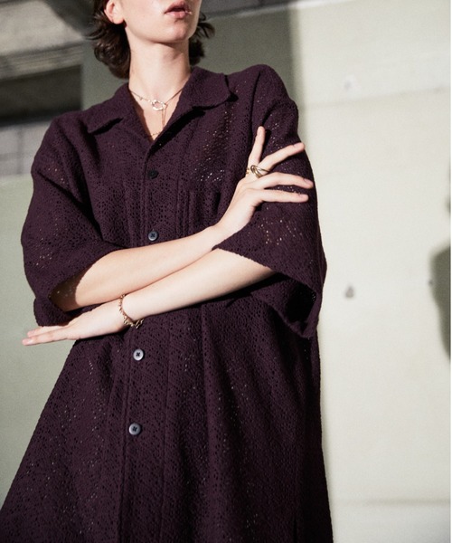 TAUPE（トープ）の「TAUPE/トープ/Lace Open Collar Shirts（シャツ/ブラウス・メンズ・グリーン/ブラック/ワイン・2）」の15枚目の写真