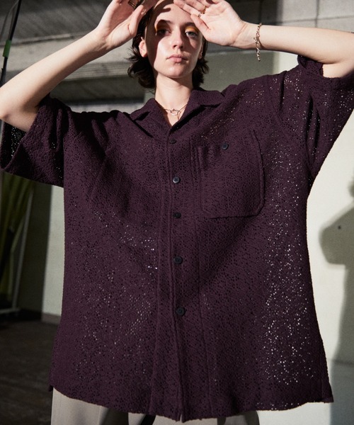TAUPE（トープ）の「TAUPE/トープ/Lace Open Collar Shirts（シャツ/ブラウス・メンズ・グリーン/ブラック/ワイン・2）」の16枚目の写真