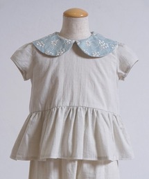 Hoppetta（ホッペッタ）の「【Hoppetta plus(ホッペッタプラス)】オーガニックコットンflower刺繍襟ブラウス（シャツ/ブラウス・キッズ）」